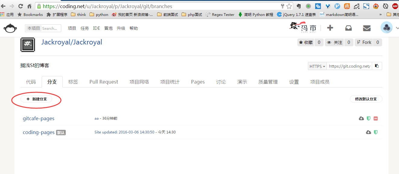 新建coding分支